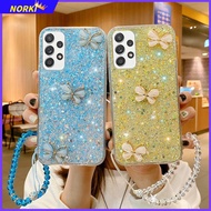 3D Bling Glitter Sequins Soft Silicone Back Cover Crystal Bracelet Butterfly Case for Samsung Galaxy