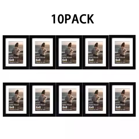 SGIAWETA-5 Pack / 10 Pack / 15 Pack Photo Frame Set, Black Wooden Frames, Perfect For Displaying A V