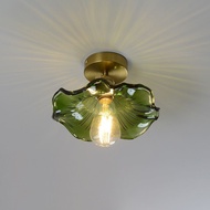 Brass French Balcony Light Pastoral Aisle Light Corridor Light Retro Lotus Leaf Ceiling Light Entran