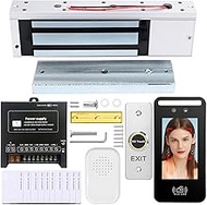 Facial Recognition Access Control System Kit w/5" Screen & 1.3MP Camera, 1200lbs Magnetic Lock, Keyp