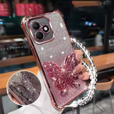 Shockproof Glitter Plating Case for Honor 400 Lite Honor400 Honor 400 Pro 400Pro Crystal bracelet Ho