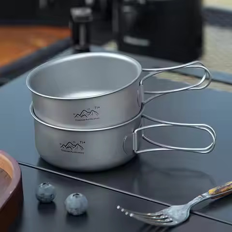 Ultralight Titanium Camping Pot Foldable Portable Picnic Camping Instant Noodle Bowl Outdoor Camping