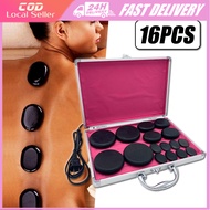 16Pcs Hot Stone Massage Set Oil Nassage Energy Stone Set for Massage Spa Salon Electric Heater Box
