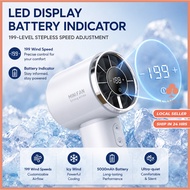199-Speed Handheld Turbo Fan 5000mAh Portable Mini Fan USB Type-C Rechargeable LED Display
