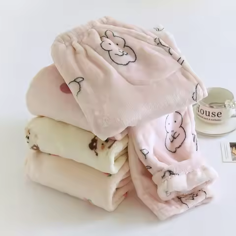 Thick Warm Women Autumn Winter Pajama Pants Sleepwear Trousers Casual Cute Cartoon Nightwear Woman H