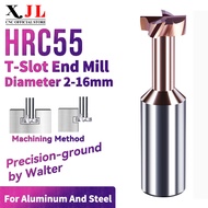 XJL T Slot Carbide End Mill HRC55 D10-D16mm CNC Milling Cutter for Steel & Aluminum
