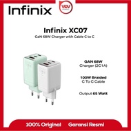 Infinix XC07 Charger Kit - Gan 68W Charger - 2C1A - Free XDC95 100W Braided C to C Cable