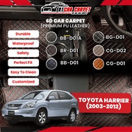 6D Car Carpet Toyota Harrier  ( 2003-2012 ) Carpet Car Mat Premium PU Leather Customized Fit Karpet 