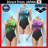 Arena Women Racing Swimsuit WAVES AS5FRC56L ECO AQUA STRIPE-D Double Strap 2025 Fall Winter Edition
