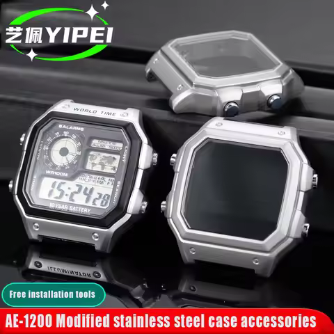 For Casio AE1200 case mod kit Modified all metal 3299 AE-1200 bezel glass strap ring kit stainless s