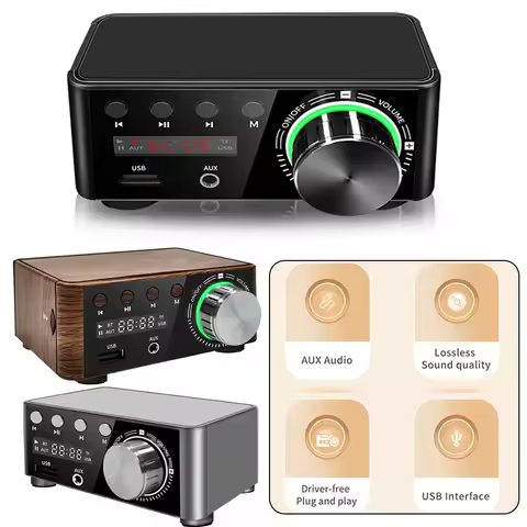 50W+50W HiFi Digital Amplifier Channel 2.0 Home Theater Amplifier Bluetooth 5.0 Car Audio AMP USB TF