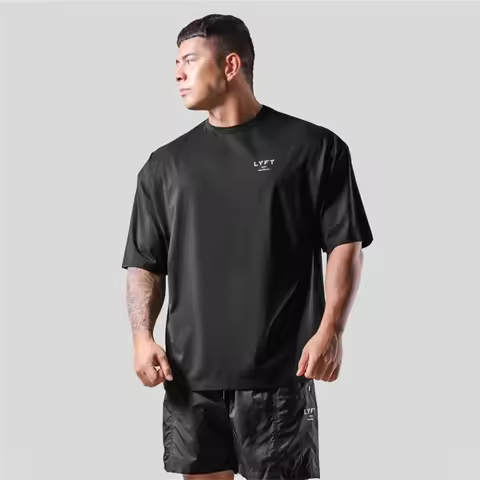LYFT JP&UK Brand Men T-shirt Casual Gym Short Sleeve 100% Cotton Fitness T Shirt Bodybuilding Workou