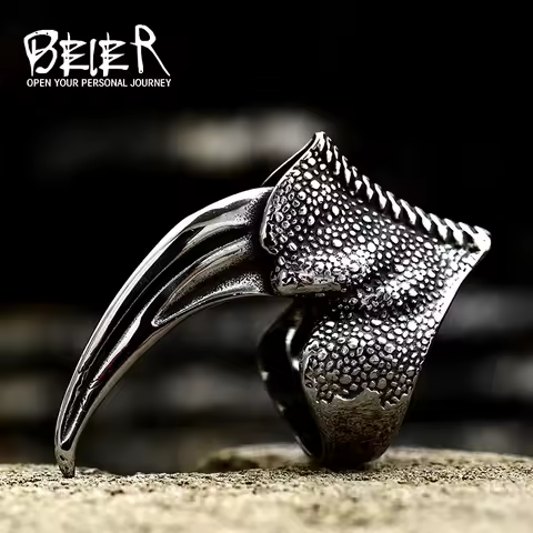 BEIER Punk Stainless Steel Men's Domineering and delicate Eagle Claw Ring Man's High Quality Details