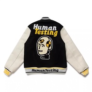 เสื้อแจ็คเก็ตเบสบอลบุขนแกะปักลายหุ่นยนต์ HUMAN MADE X Asap Rock สไตล์ญี่ปุ่น ฤดูหนาว 2024 เสื้อโค้ทค