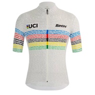 NEW UCI Rainbow Milky White Cycling Jerseys MTB Road Bike Racing Clothing