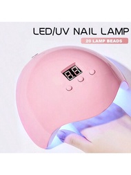 Xeijayi 1入組粉色uv Led指甲燈20燈珠,專業指甲乾燥器凝膠指甲光,3段計時器設置led乾燥器