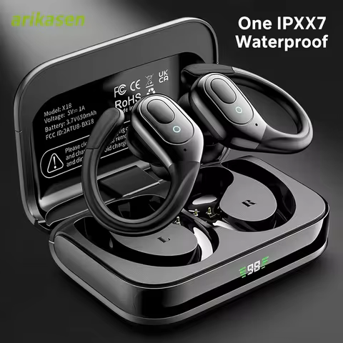 Bluetooth Headphones Wireless Earbuds 5.3 Sports Earbuds 75H Playtime IPX7 Waterproof LED Power Disp