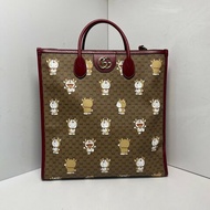 GUCCI 拼色PVC金扣哆啦A夢聯名托特包兒童包肩背包