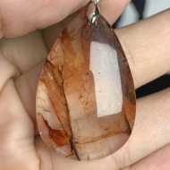 Red Hermatoid Calcite Crystal Water Drop Pendant 10g+- 红胶花水滴吊坠 37mm x 24mm+- Loket Batu Hermatoid [S