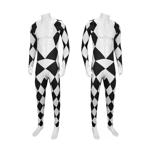 Freddie Mercury Cosplay Costume Black And White Lead Vocals Singer Jumpsuit Stage Performance Bodysu
