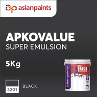 CAT TEMBOK & PLAFON ASIAN PAINT APKO VALUE HITAM / 3201 BLACK 5KG-The Paint Spot