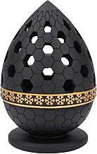 WURUIYANH Charcoal Incense Burner, Bakhoor Burner, Oud Frankincense Resin Incense Burner - for Yoga, Spa and Aromatherapy, Office &amp; Home Decor (Black)