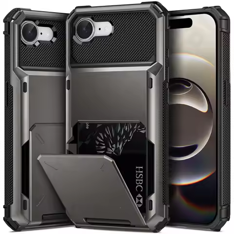 Case For iPhone 16e 16 15 14 13 12 11 Pro Max XR XS 8 Plus 2025 Wallet Case Card Holder ID Slot Scra