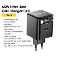 Essager ที่ชาร์จ GaN 65W พร้อมสายเคเบิ้ลแบบยืดหดได้ที่ชาร์จสำหรับเดินทางอุปกรณ์หลายชิ้นชาร์จได้เร็วป