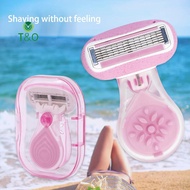 T&O Portable Short Handle Women Razor 5 Layers With Soap Bar Smooth Shaving Lady Body Curve Replacea