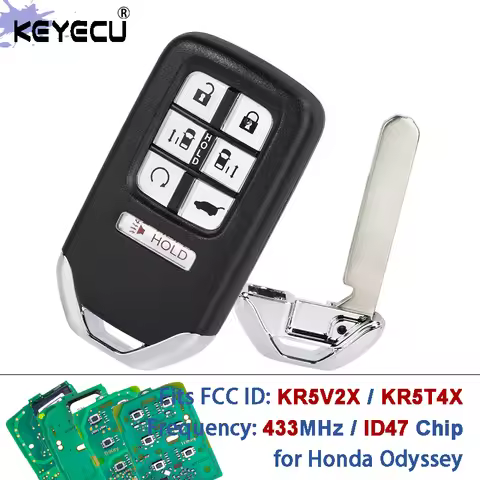 KEYECU FCC ID: KR5V2X KR5T4X 433MHz ID47 Chip Keyless Smart Remote Key Fob for Honda Odyssey 2018 20