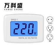 DM55-1 AC 80-300V Vôn Kế Kỹ Thuật Số EU Phích Cắm Chuẩn Mỹ Ổ Cắm Vôn Kế Vôn Kế Màn Hình LCD Vôn Kế 1