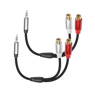 GELRHONR 3.5mm to 2 RCA Audio Cable 1FT, Short 1/8 Aux Male to 2RCA Male Adapter Cable for Smartphon