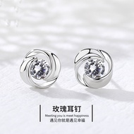 Genuine pt950 Platinum Earrings Female 18k White Gold Earrings Temperament Trendy Earrings Girlfrien