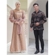 EMRAN BATIK- Gamis Batik Couple Pasangan Ratu Dress Kondangan Modern Baju Brokat Lamaran Couple Kemeja Batik Pasangan Gamis Brokat Baju Pesta Modern Kekinian 2023