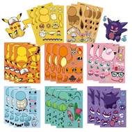 8Sheets Pokemon Make a Face Puzzle Stickers Books Waterproof DIY Make Your Own Squirtle Pikachu Cart