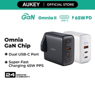 AUKEY PA-B6T Omnia II Series Dual 65W With GaN Power Tech Wall Charger iP 14/13/12 Series