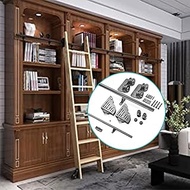 Rolling Ladder Hardware Library Sliding Ladder Hardware Kit 3.3ft-20ft Round Track/Rail(No Ladder) M
