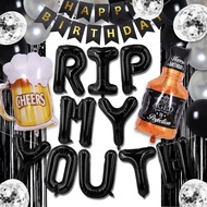 (SG Seller) Black Birthday Decoration Set, Happy Birthday Set, RIP My Youth Balloon 30th, 40th, 50th