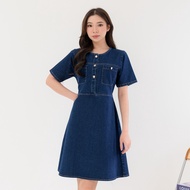 Foxquinn NOVA DENIM DRESS Women's/ Dress Denim Dress Midi Dress A-Line Dress