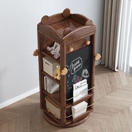 全城熱賣 - 簡約現代實木旋轉書架 360度胡桃木書櫃 大容量兒童閱讀區 繪本架子 3層 360度旋轉書櫃 兒童書架 兒童置物架 []