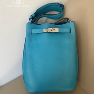 🌈Hermes💙So kelly 22💙松石藍銀扣🌈98.5新🌟togo皮🌟愛馬仕🌟