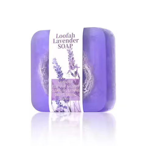 S+100g lavender luffa essential oil handmade soap, citric acid deep cleansing lotion, bath soap, whi