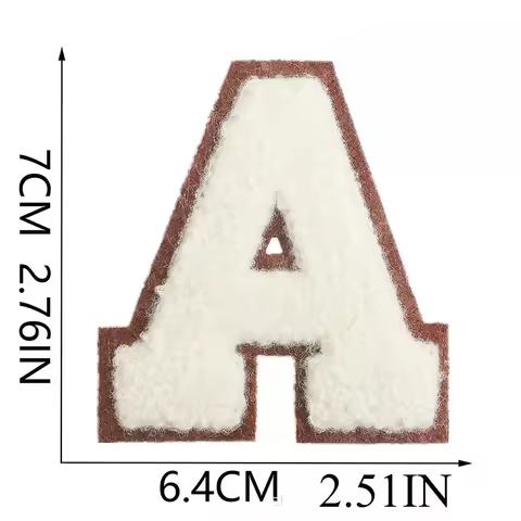 7Cm Brown Bottom Milk White Word Towel Embroidery English Letter Embroidery Cloth Sticker Computer E
