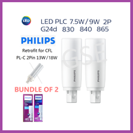 [Bundle of 2] Philips LED PL-C PLC 2Pin G24D 7.5W 9W MyCare Retrofit for 13W 18W PLC fluorescent tube