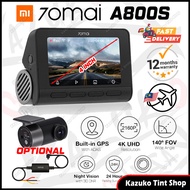 70mai A800S 4K Dash Cam Rear Cam Dual Vision Global Version A800 Adas Parking App Control GPS Built in