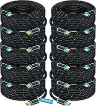 HDMI Cable 4K Ultra HD 30 Foot (10 Pack) Nylon Braided HDMI 2.0 Cable, High Speed 18Gbps 4K60Hz HDR, 3D, 2160p, 1080p, HDCP 2.2, ARC, HDMI Cables for Monitors, HDTV