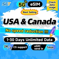 Wefly USA & Canada eSIM 5-30 Days Daily 500MB-2GB 5G/4G Unlimited Data eSIM USA SIM Card