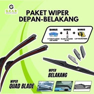 Universal Car Quad Blade Wiper Package Front Rear Anti-Noise Bonus 3 Items U601