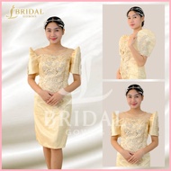 ✅ ◨ Modern filipiniana dress with 3D patching lace Woman Dress Formal dress for woman