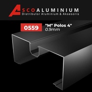 Aluminium, alumunium "M" Polos Profile 0559 kusen 4 inch